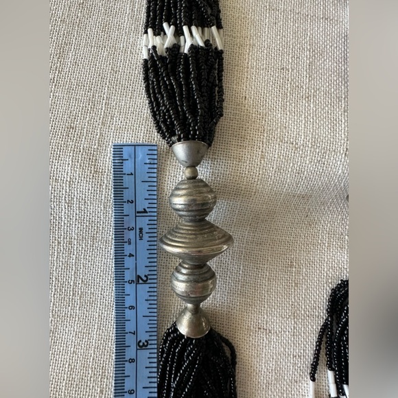 Vintage Chunky Necklace African Beads Style Silver Toned - Eclectic Boho Tribal - Picture 5 of 9